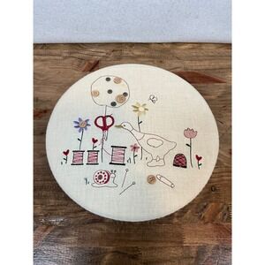 Vintage Needlepoint Sewing Box Kit Embroidered Boxes Cottage Core‎ Grandma Core